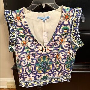NWT Antonio Melani Fully Lined/Side Zipped Mosaic Blouse, Size 2